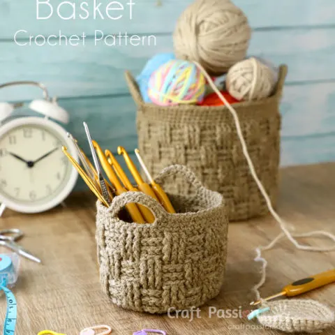 basket-weave crochet basket