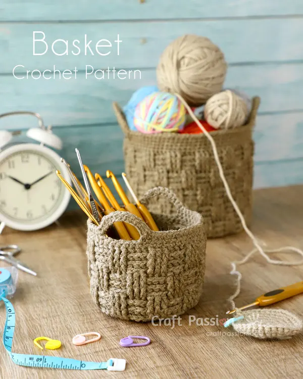 basket-weave crochet basket