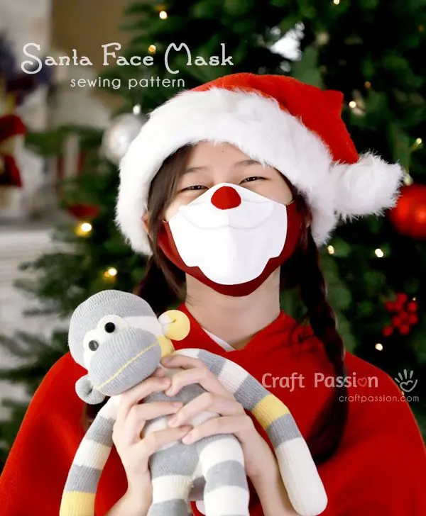 Santa Face Mask sewing pattern for covid