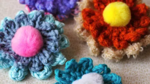 crochet flower brooch
