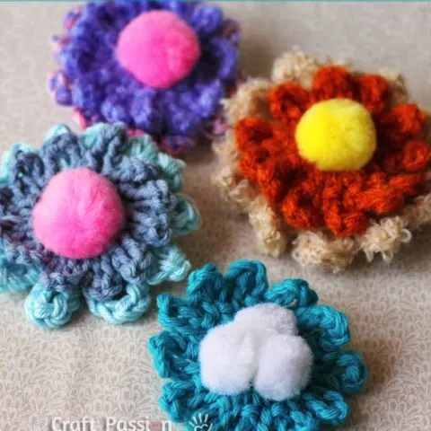 crochet flower brooch