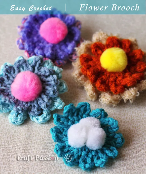 crochet flower brooch