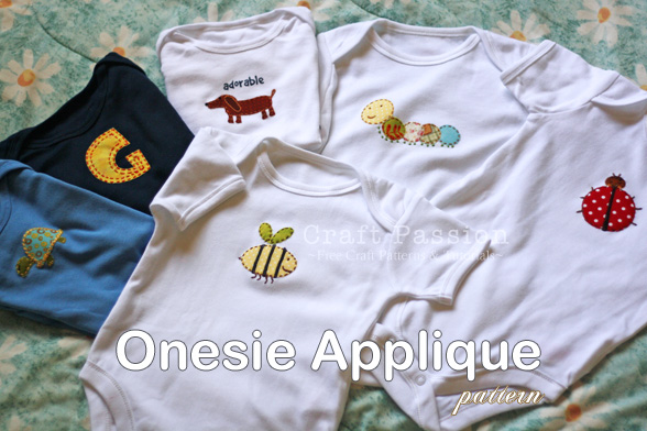 Get free Garden Bug applique patterns and tutorial on how to do hand applique on onesie. Consist of  Bumble Bee, Lady Bug and Caterpillar.
