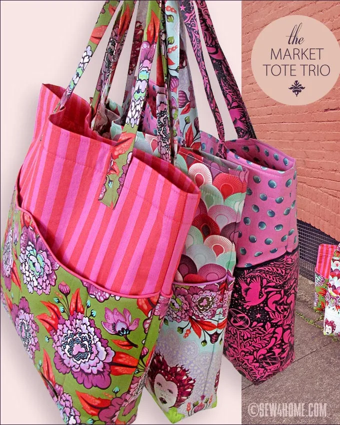 wave pocket market tote bag