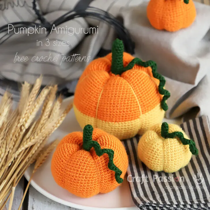 Adorable free crochet pumpkin pattern in 3 sizes. Absolutely perfect fall decor & gift. Written pattern with detailed instructions & step by step how-to photos.