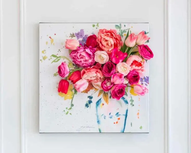 Feeling more craftsy? Learn how to make this 3D Floral Canvas Wall Art! A DIY project that is perfect for Valentine's day.