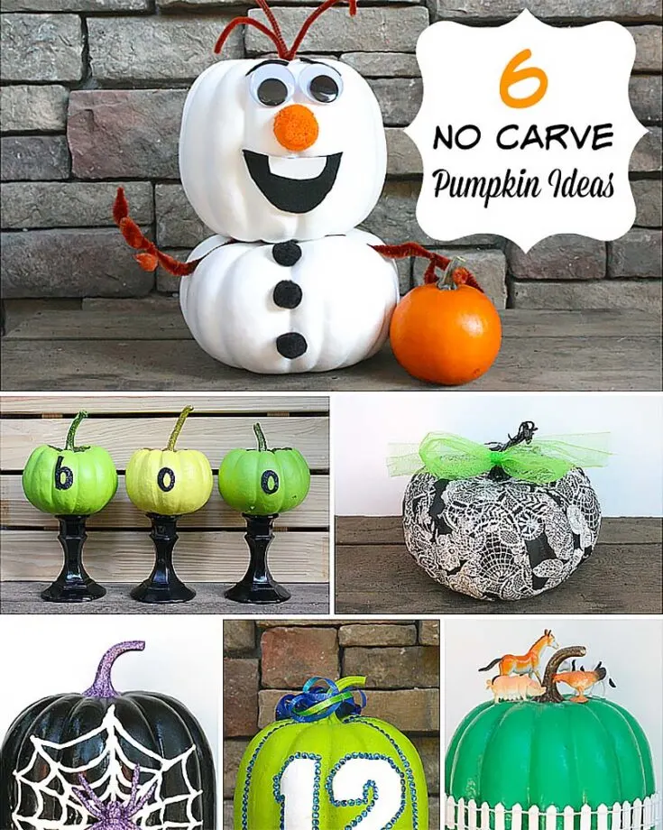 To wrap up this list, here are 6 creative no-carve pumpkin painting ideas. We have Olaf Pumpkins, Spider Web pumpkins, Farm-Themed Pumpkins, Seahawks Pumpkin, Decoupage Pumpkin, and Mini &ldquo;BOO&rdquo; Pumpkins. Click in to find out more!