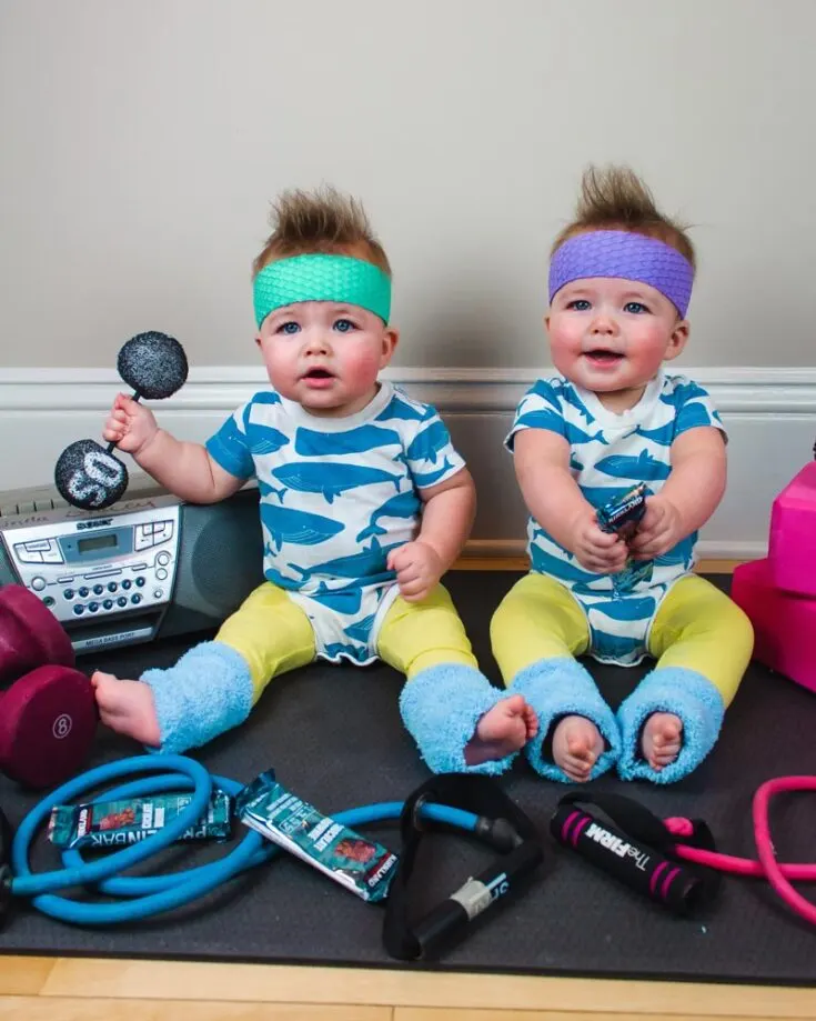 Get in your groove as we dance back into the 80s with this homemade baby workout costume! Strap on that fanny pack and those neon leg warmers as we work out in style this Halloween!