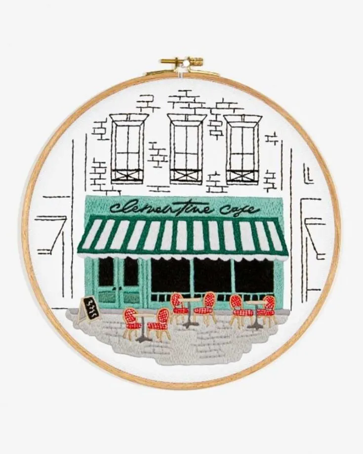 This cafe embroidery is so calming. It is like capturing the cozy ambiance of the cafe and stitching it onto your choice of fabric. Grab yourself a cup of coffee and try out this free embroidery pattern. Skill Level: Advanced