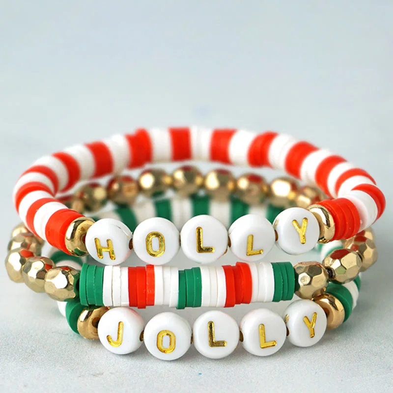 Take a look at this adorable Christmas clay bead bracelet design! It's a simple project to make with kids of all ages, and it will surely liven up the holiday cheer with the classic reds, greens, and whites. Try it now!