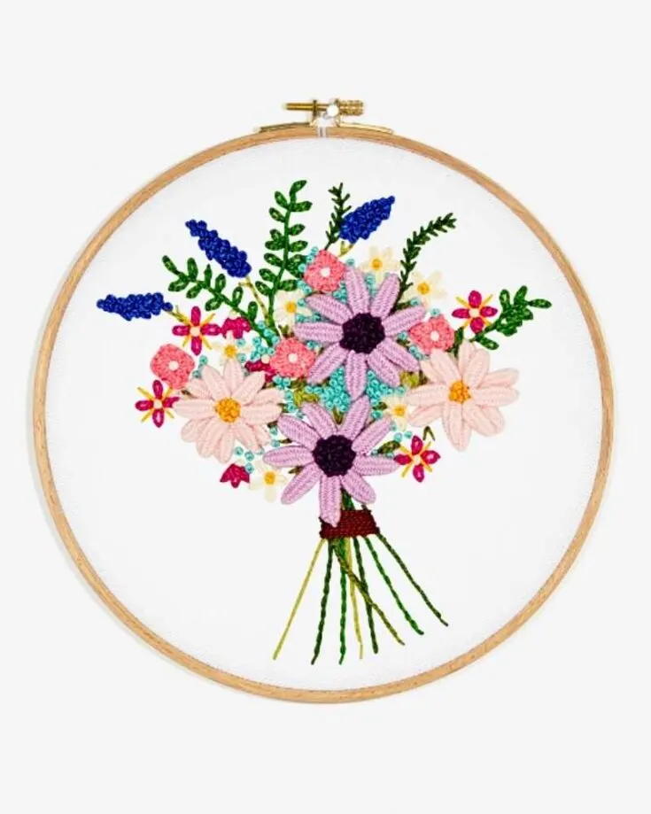 Looking to gift your loved ones with fresh flowers? Try this flower bouquet embroidery out instead as it literally lasts forever. This design piece is so romantic and the pop of colors are to die for! Skill Level: Intermediate