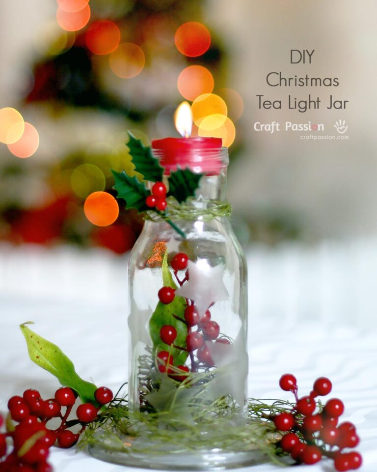 DIY a Frosted Glass Jar Tea light Stand to decorate your dining table, especially during the holiday season. Adapt the method for other occasions.