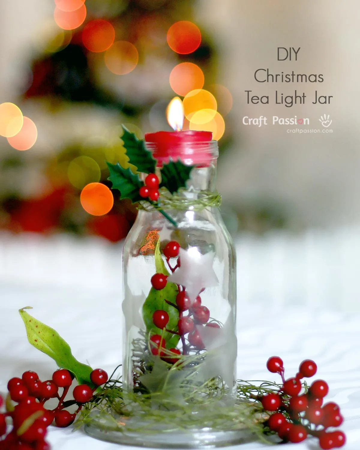DIY a Frosted Glass Jar Tea light Stand to decorate your dining table, especially during the holiday season. Adapt the method for other occasions.