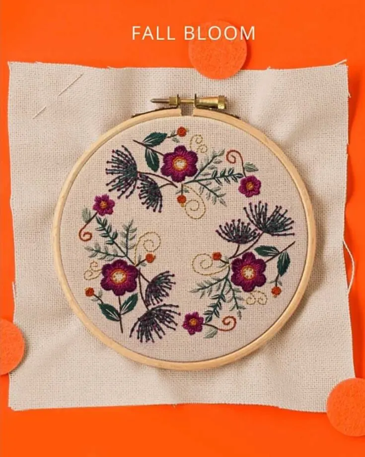 If you&rsquo;re looking for a pop of color, this design is PERFECT for the fall season. Just replicate the design three times in a loop to fill up every corner of your fabric. So chic! Skill Level: Easy