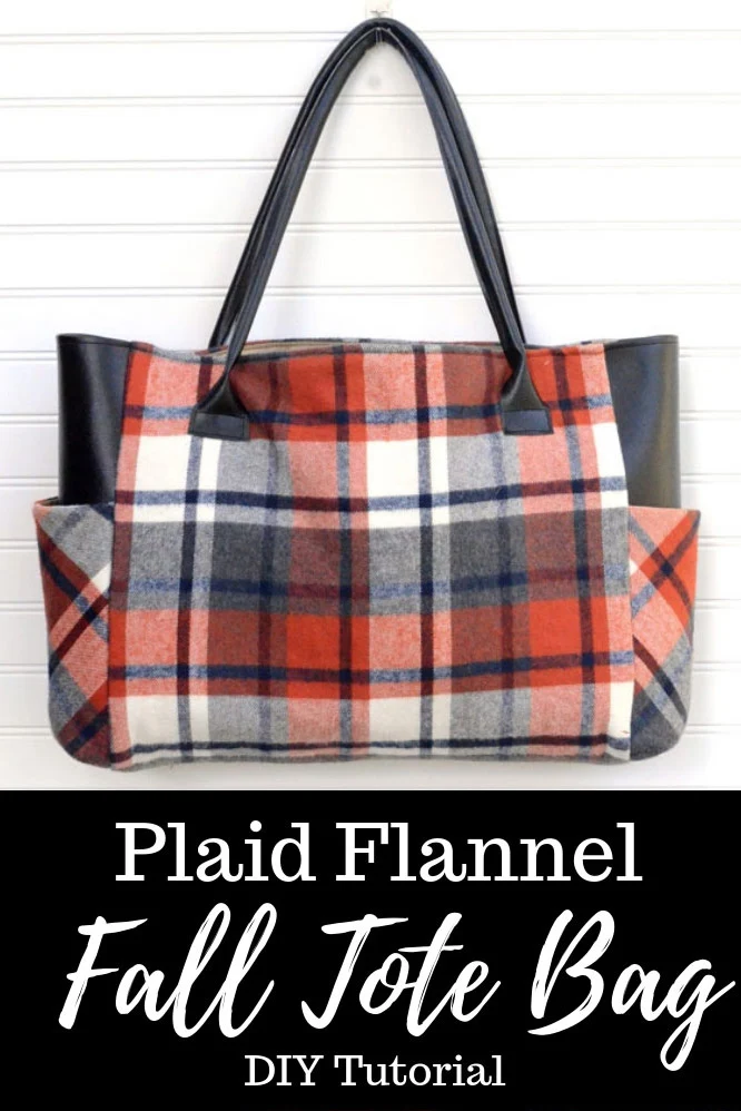 fall flannel tote bag