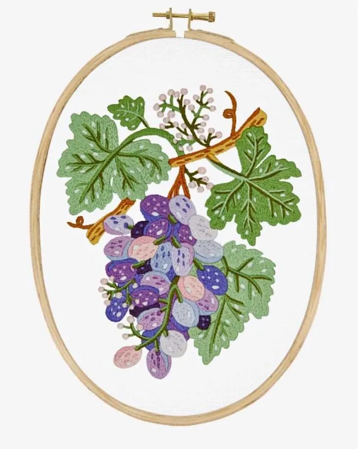 Want to weave vineyard essence onto your fabric? Try out this lovely and juicy grape embroidery pattern.&nbsp; Skill Level: Advanced