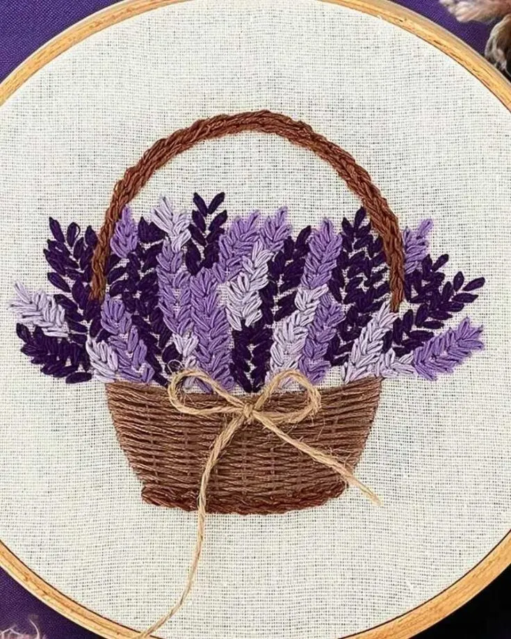Instead of a basket of roses, try out this basket of lavender embroidery design. Not only does lavender smell comforting and fresh, this design will surely send your mind into an instant relaxation mode. If you are looking for more designs to browse from, feel free to check out the website&rsquo;s free embroidery patterns. Skill Level: Intermediate