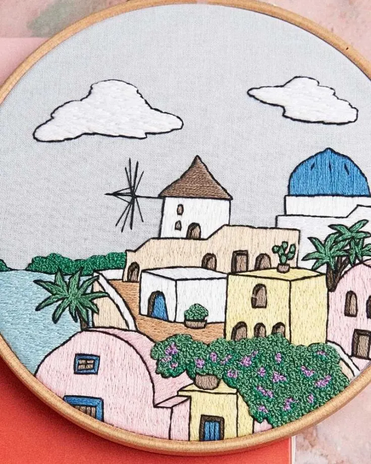 We are dying for you to try out this bohemian design. It looks exactly like Santorini and the pastel colors go hand in hand with the landscaping as well. Check out Anchorcrafts free embroidery patterns to spice up your embroidery path. Skill Level: Intermediate