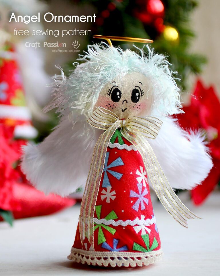 Create your own festive Christmas Angel Ornament with this easy-to-follow tutorial and free pattern. Personalize it with your choice of fabrics, trims, and hair to make a unique decoration for your tree or home!