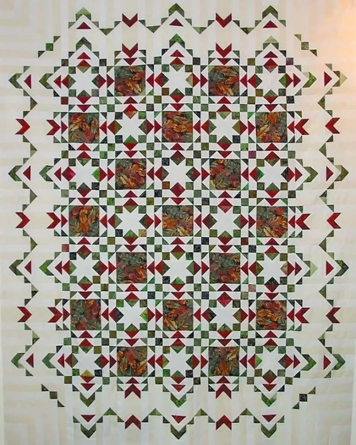 This fantastic and wonderfully made quilt design is a project that captures the warm, earthy tones of the Southwestern fall season. This design is perfect for intermediate quilters and incorporates traditional elements for a cozy, inviting aesthetic. Though this design may take a while, the finished 105&rdquo; x 105&rdquo; quilt will be rewarding.&nbsp;