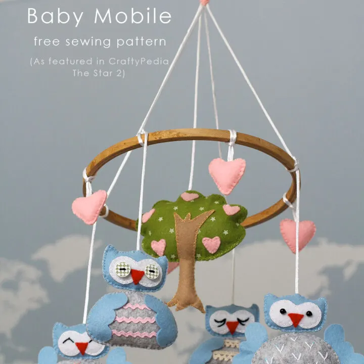 Create an adorable DIY baby mobile with our free sewing pattern featuring cute owl characters & a lovely tree design. Perfect nursery decor & baby shower gift!