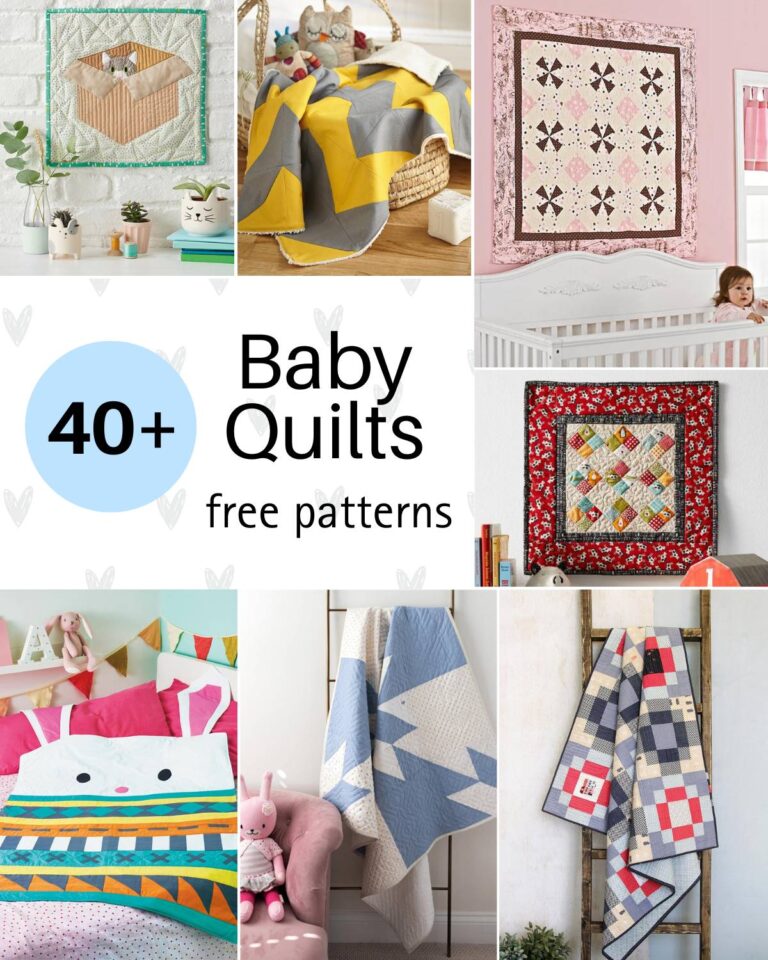 Get inspired to quilt free baby quilt patterns here! From pink and cute designs for baby girls, to cartoon characters and blue patterns for baby boys.