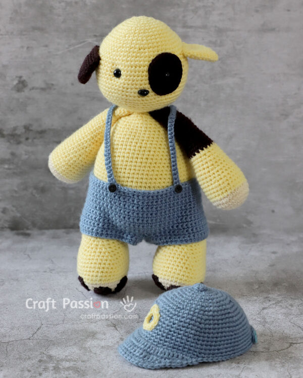 baseball cap crochet dog pattern crochet dog with baseball cap and suspender pants