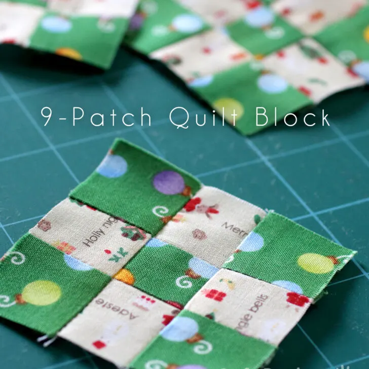 A quilting tutorial on how to sew patch up a quick and easy basic 9 patch quilt block.