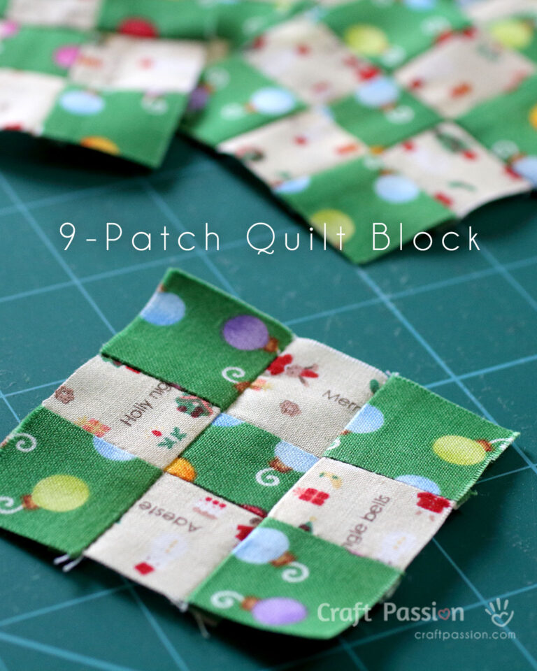 A quilting tutorial on how to sew patch up a quick and easy basic 9 patch quilt block.