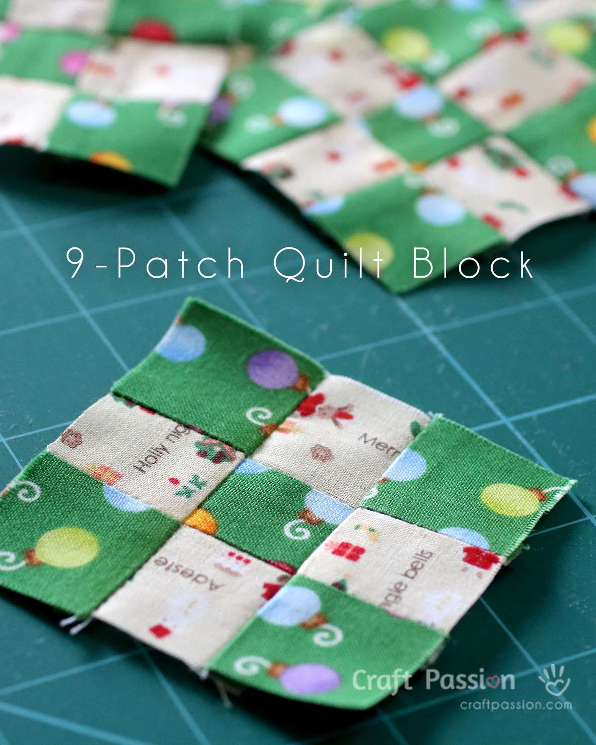 A quilting tutorial on how to sew patch up a quick and easy basic 9 patch quilt block.