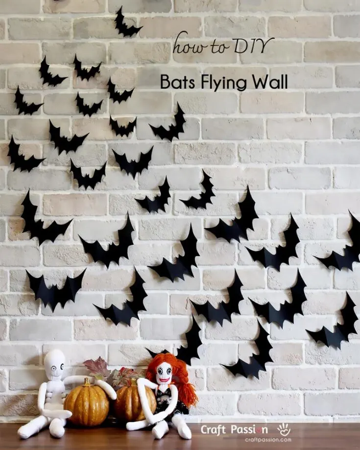 What is Halloween without an eerie vibe to it? Prepare to add a spooky vibe to your house with these Halloween bat wall decorations! To make it more spooky, use dark blue and purple cardstock to add flair to your bats.