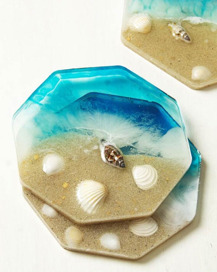 If you love the beach, you'll enjoy making resin coasters that capture the coastal vibes. They bring a bit of the shore into your home and remind you of those beach days.