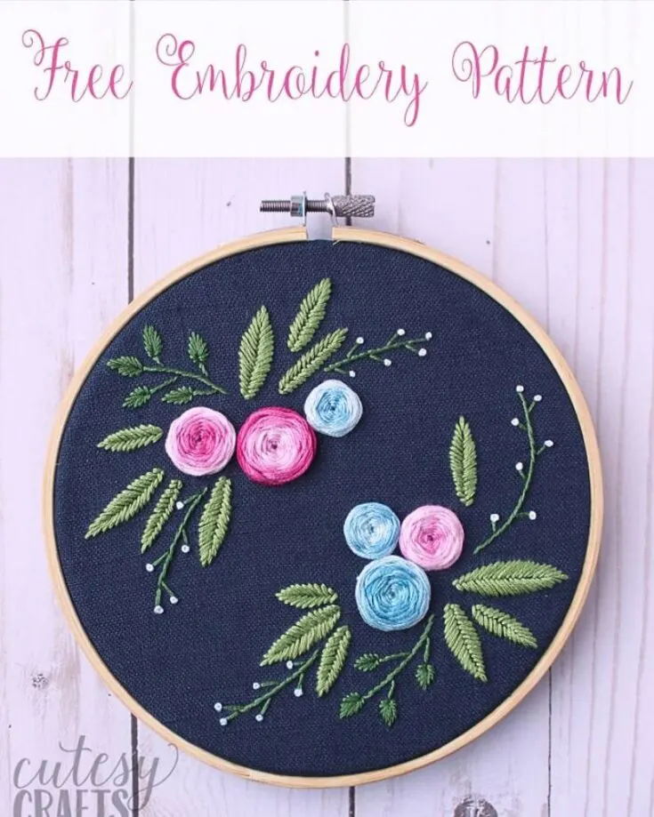 Check out this blue floral embroidery pattern that is simple to do. All you need is to incorporate four different stitches into the embroidery, such as the satin stitch and the fishbone stitch. To attain the free pattern, simply sign up for the email newsletter, and the pattern will be sent to your inbox.