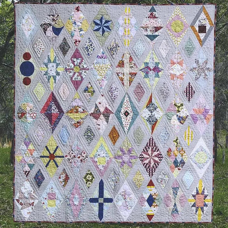 Speaking of intricate star quilt patterns, this design takes the win! Ideal for advanced quilters, this delightful booklet costs $30.48. It&rsquo;s more pricey than your regular pattern because it features stunning stars encased in a huge hexagon. It combines 21 unique designs pieced and appliqued in one of the two different layouts. The finished sizes are as follows: Bowie Stars Spring (78.5&rdquo; x 80&rdquo;) Bowie Stars Autumn (60&rdquo; x 65&rdquo;)