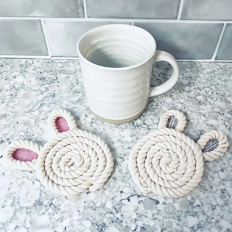 These bunny rope coasters are a perfect craft for Easter and they are incredibly easy to craft too. Your guests are sure to be delighted to place their mugs onto these adorable coasters during a teatime chat.
