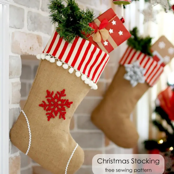 Sew a lined stocking with a fold-over cuff using this easy Christmas stocking pattern & tutorial! Come with a PDF downloadable & printable template.