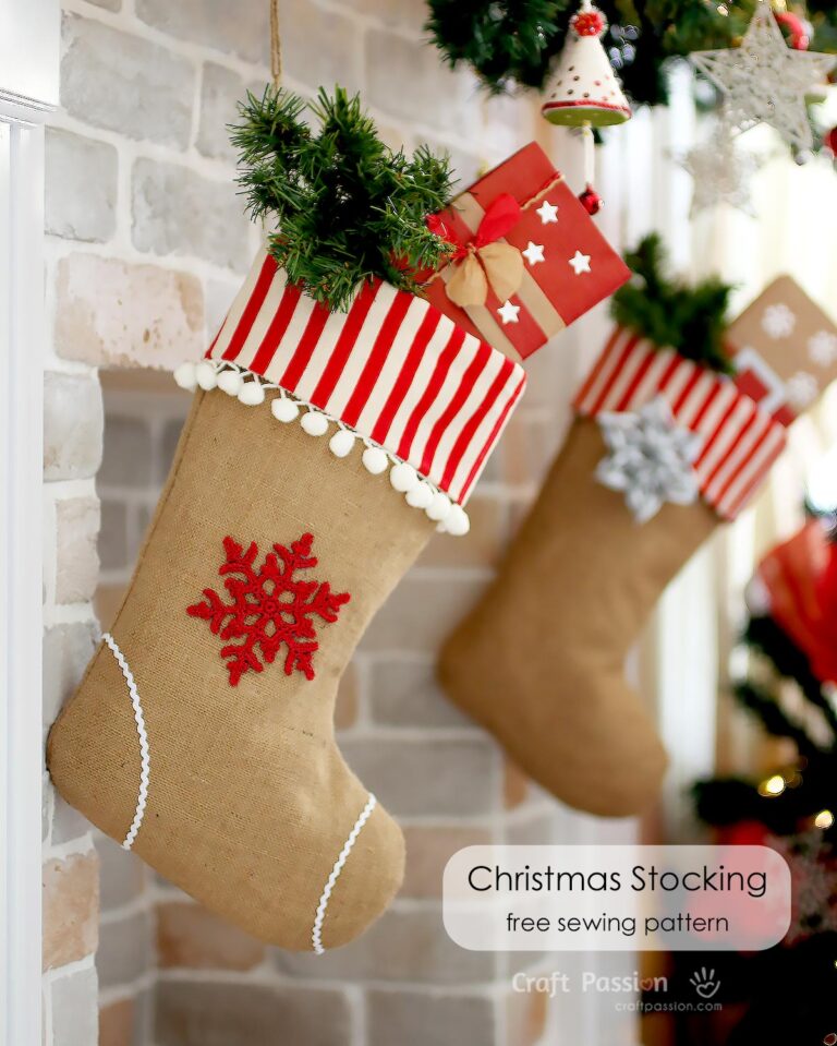 Sew a lined stocking with a fold-over cuff using this easy Christmas stocking pattern & tutorial! Come with a PDF downloadable & printable template.