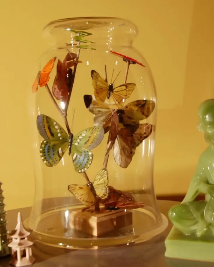 Store your butterflies in a glass jar with this craft. It gives a classy look to regular butterflies, almost as if you are in a museum! It is also sturdy and has a rigid wooden platform so it won't topple over!