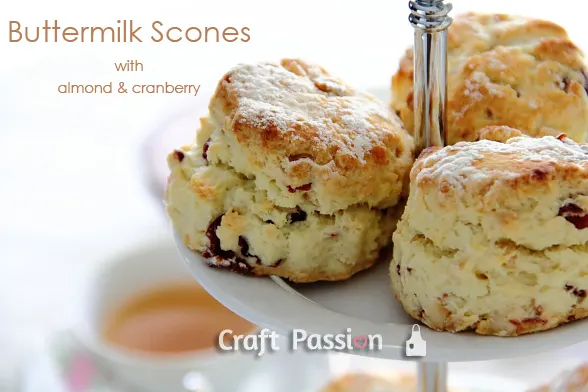 An easy classic Buttermilk Scones recipe with optional toasted almonds and dried cranberries. A versatile recipe that can be adapted to your liking.