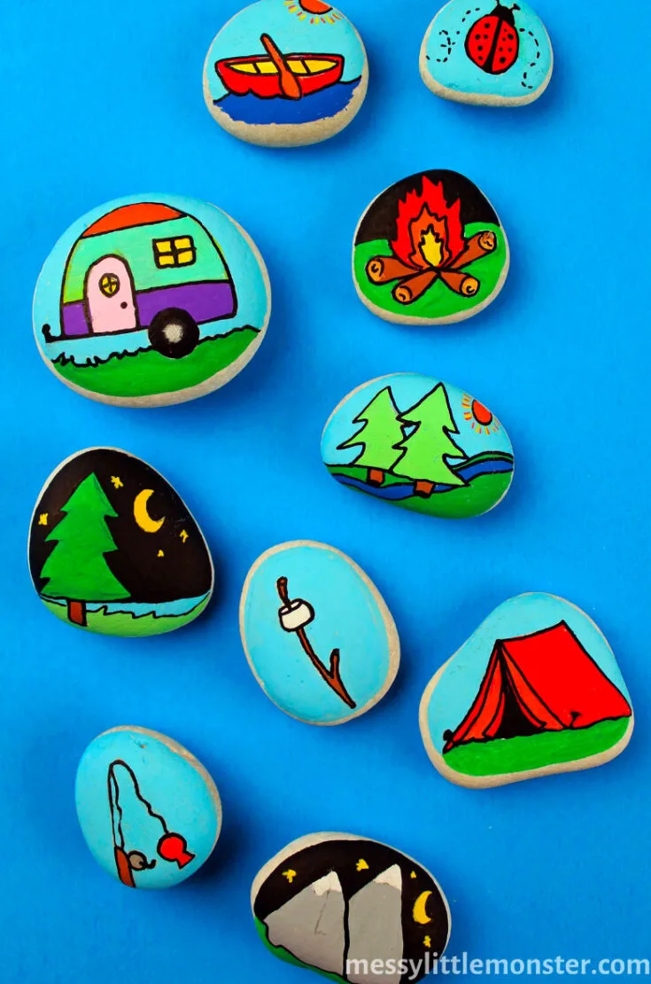 camping painted rock ideas
