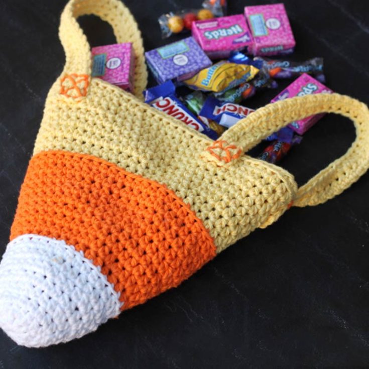 For fellow crocheters, this candy corn crochet bag is a perfect way to blend your craft with Halloween fun! It&rsquo;s an adorable way to incorporate your love for crocheting into a festive goodie bag. It also adds a personal touch that will delight anyone who receives it!