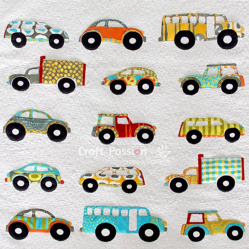 Looking for something more masculine instead? Check out these car appliqu&eacute;s and related traffic patterns, including traffic lights, safety cones, and speed limit signs.