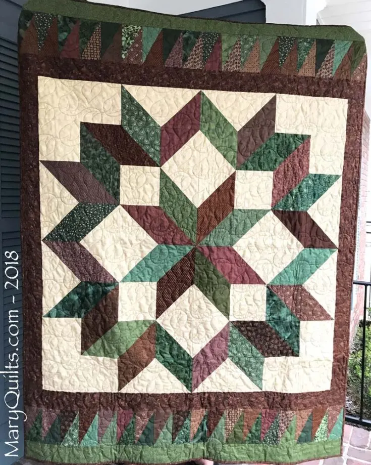 If you&rsquo;re interested in rustic-inspired star quilt patterns, then you must add this design to your to-quilt list! Isn&rsquo;t she a beauty? Indulge in the soothing rhythm of quilting this masterpiece by gracefully sewing together the intricate star blocks with subtle color variations. This pattern offers a quilt size of 56&rdquo; x 68&rdquo;, with a quilt block size of 6&rdquo; or 6.5&rdquo; with seam allowance, and a border block size of 6&rdquo; x 4&rdquo; or 6.5&rdquo; x 4.5&rdquo; with seam allowance.