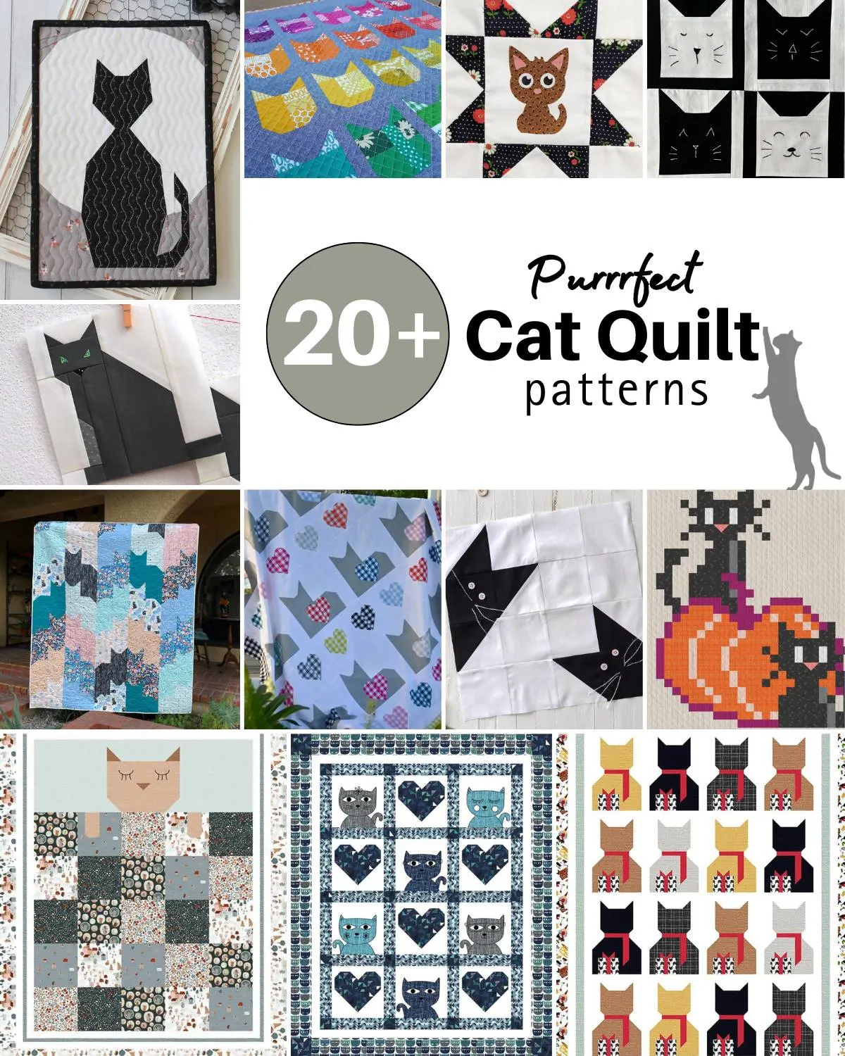 Browse through this list of cat quilt patterns that will tickle your fancy! The list contains cat quilts with abstract designs and a variety of aesthetics. 
