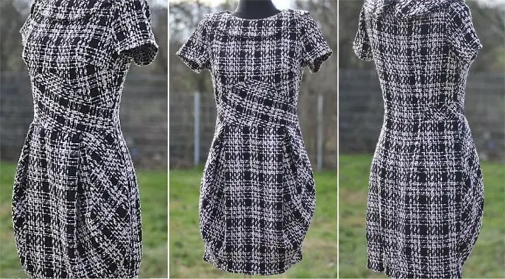 An elegant tweed dress that draws inspiration from the iconic Chanel tweed suit. The fitted bodice is constructed with a few well-placed darts to accentuate your curves in the most flattering way. This sewing pattern comes in sizes 4-24.