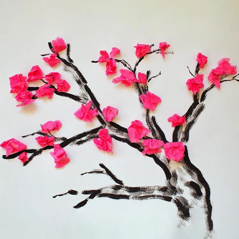 The Cherry Blossom tree is traditionally pink, but feel free to get creative with other colors! Making it is simple&mdash;just paint the tree roots with black or any color you love and let your imagination bloom!