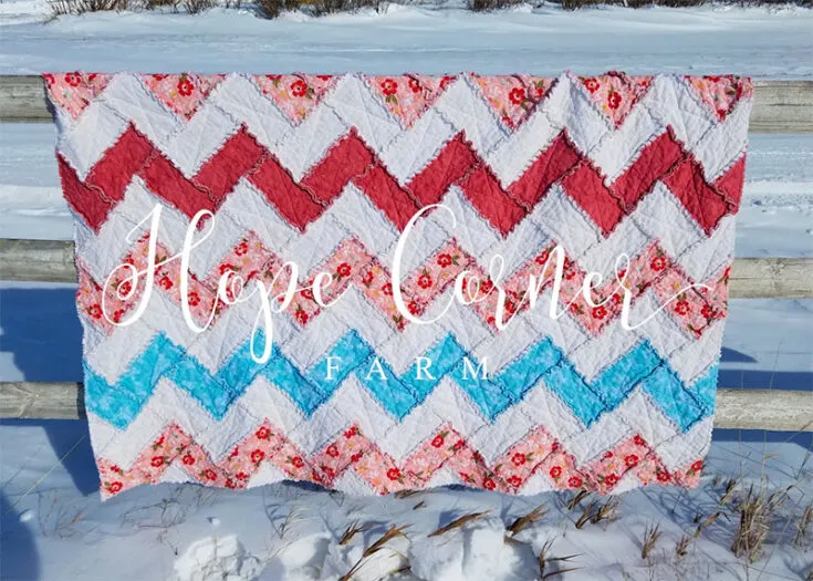Make yourself a warm snuggly rag quilt with this one-of-a-kind Chevron-style quilt pattern. This 63" x 66" piece makes for a perfect lap quilt on a chilly winter morning.