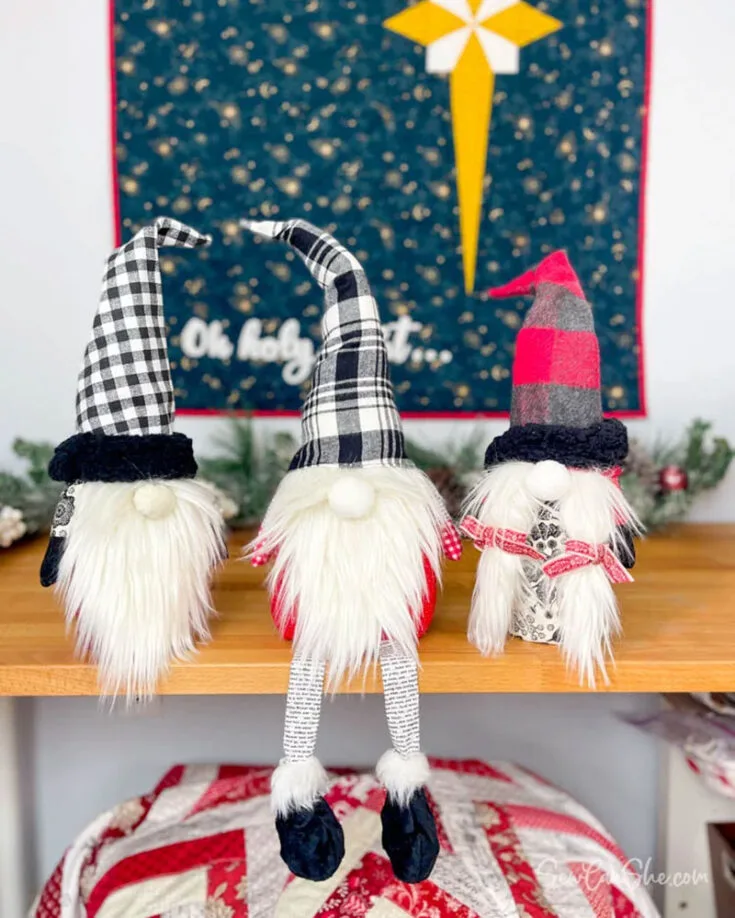 This Christmas Gnome is ready to spread some holiday cheer! Also known as a Swedish Gnome, this little guy is made with faux fur and flannel fabric. Make sure to give him a long and bushy beard.