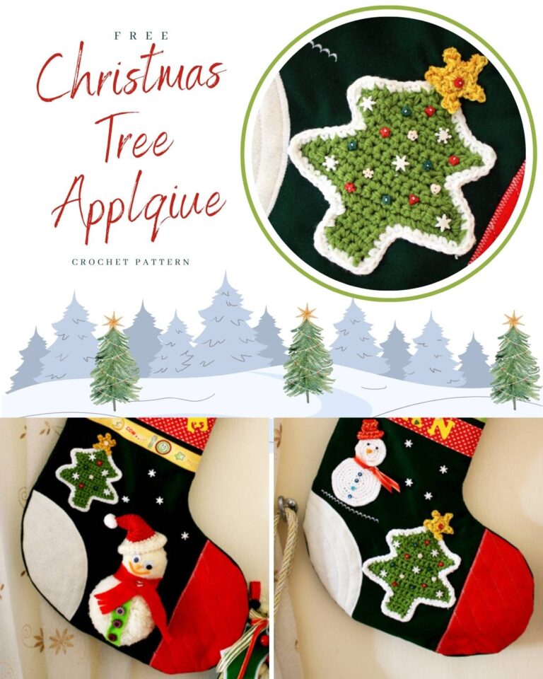 Click to get free pattern to Crochet Christmas Tree applique, include a star crochet pattern as well. Great to make Christmas ornaments out of them.