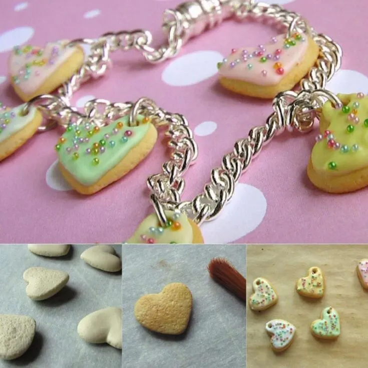 Take a look at these adorable clay heart cookie charms! With their realistic textures and colors, these tiny polymer clay charms can be transformed into stunning bracelets, adding a touch of whimsy to any accessory collection.